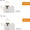 Diagrams showing dimensions and installation details of two different types of stair nosing profiles. Produktbild-Vorschau