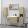 A bathroom vanity set with a mirror, sink, and cabinets. Náhľad obrázku produktu