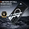 A phone case is shown with promotional text and graphics, set against a dark, rocky background. Náhled obrázku produktu
