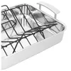 A close-up view of a roasting pan with a rack inside. Produktbild-Vorschau