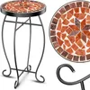 A mosaic-topped side table with a black metal frame, shown from the side and with a close-up of the mosaic pattern. Produktbild-Vorschau