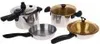 A set of kitchenware, including a pressure cooker, pots, and a frying pan, arranged on a white background. Produktbild-Vorschau