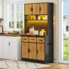 100x40x180cm Küchenschrank in Black+Natural mit Produktbild-Vorschau 5