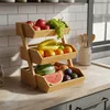 Relaxdays Obst Etagere Bambus, 3 Etagen, HBT 41x33x30 cm, Produktbild-Vorschau 2