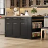 Flieks îlot de cuisine avec table à manger extensible, plan Voir les images du produit 2