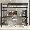 A loft bed with a desk and shelves underneath, set up in a room. Podgląd zdjęcia produktu
