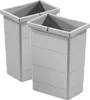 Two identical light gray plastic trash bins are shown side-by-side against a white background. Voir les images du produit