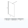 A diagram of a shower wall with dimensions and a table of measurements. Anteprima dell’immagine prodotto