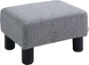 A gray upholstered ottoman with black legs on a white background. Produktbild-Vorschau