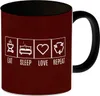 Eat, sleep, LOVE, repeat Kaffeebecher Schwarz Auf der Suche Produktbild-Vorschau 1