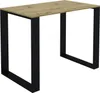A product shot of a table with a wooden top and black metal legs, isolated on a white background. Náhled obrázku produktu