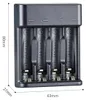 A close-up studio shot of a four-slot battery charger for AA/AAA batteries. Podgląd zdjęcia produktu