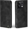 A black flip cover phone case for a Xiaomi Redmi Note 13 Pro 5G is shown from two angles. Produktbild-Vorschau