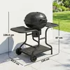 Outsunny Holzkohlegrill BBQ Smoker mit Seitentischen Deckel Produktbild-Vorschau 3