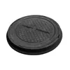 A black manhole cover is shown from a slightly elevated angle against a white background. Podgląd zdjęcia produktu