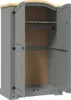 vidaXL Kleiderschrank Mexiko Stil Kiefernholz 2 Türen Grau Produktbild-Vorschau 7