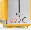 Close-up view of the control panel of a yellow and silver toaster. Produktbild-Vorschau