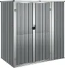 A silver corrugated metal shed with double doors. Náhľad obrázku produktu