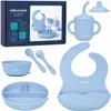WELLHAUS Baby siliconen set, 8-delig, blauw, met zuignap, Productafbeelding-voorbeeld 1