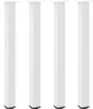 Four white table legs are shown standing upright against a white background. Voir les images du produit