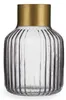 Vase Streifen Grau Gold Glas (12 x 18 x 12 cm) Produktbild-Vorschau 4