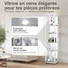 K-Möbel Vitrine en verre debout en blanc (176x37x33 cm) Voir les images du produit 5