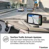 A GPS navigation device mounted on a truck's dashboard, displaying a route on a highway. Produktbild-Vorschau
