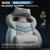 A close-up marketing image of a gaming chair, highlighting its wide backrest and support features. Produktbild-Vorschau