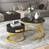 Fortuna-Lai 2er Set Couchtisch Beistelltisch in Marmoroptik Produktbild-Vorschau 1