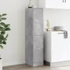 A tall, narrow cabinet with a concrete-like finish stands in a room, next to a white kitchen cabinet. Anteprima dell’immagine prodotto