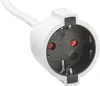 A close-up view of a white Schuko extension cord socket. Produktbild-Vorschau