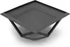 A dark gray, square fire pit with a geometric base, shown from a slightly elevated angle against a white background. Produktbild-Vorschau