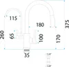A technical drawing of a kitchen faucet with dimensions indicated. Anteprima dell’immagine prodotto