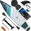 A collection of stand-up paddleboard accessories laid out on a white background. Náhled obrázku produktu
