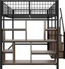 A loft bed with integrated shelving and stairs, shown against a white background. Podgląd zdjęcia produktu