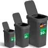 Novaliv Set de poubelles 10L + 25L + 50L, Poubelle avec Voir les images du produit 1