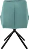The back view of a teal velvet swivel chair with a black metal base. Náhled obrázku produktu