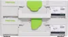 Two stacked white storage containers with green handles. Podgląd zdjęcia produktu