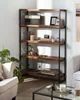 BELIANI Bücherregal Dunkler Holzfarbton Schwarz MDF Platte Produktbild-Vorschau 2