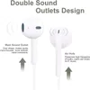 Diagram illustrating the sound outlets and air hole of white earbuds. Produktbild-Vorschau