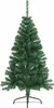A green artificial Christmas tree with a black stand, isolated on a white background. Náhľad obrázku produktu