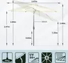 A diagram showing the dimensions and features of a parasol. Produktbild-Vorschau