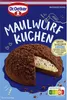 A box of Dr. Oetker Maulwurf Kuchen baking mix, with a picture of the finished cake. Produktbild-Vorschau