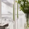 LED Kerze 2er Set Batterie + Timer flackernd hellgrün H Produktbild-Vorschau 5