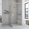 A modern bathroom with a gold-framed glass shower enclosure. Produktbild-Vorschau