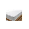 A white mattress topper on a wooden bed frame. Produktbild-Vorschau