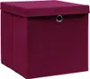 vidaXL Úložné boxy s vekom 4ks Tmavo červená 32x32x32cm Náhľad obrázku produktu 1