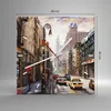 Wanduhr - Quadrat - Glasuhr - New York Aquarell - 40x40cm - Produktbild-Vorschau 3