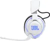 A white gaming headset with blue LED accents and a microphone boom. Produktbild-Vorschau