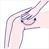 A hand is shown massaging a person's thigh in a circular motion, indicating a product application or massage technique. Náhled obrázku produktu